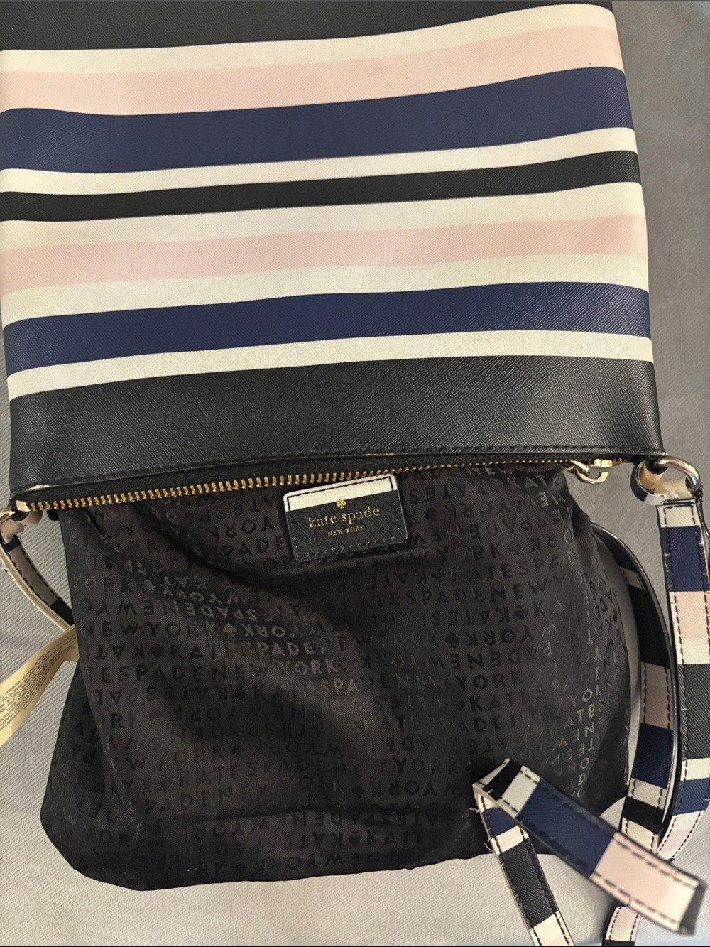 kate spade Navy, Pink & White Striped Crossbody - Picture 3 of 7